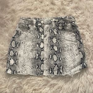 Snakeskin Print Denim Skirt
